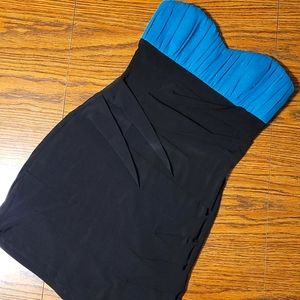 Teal and Black Strapless Dress - Sweetheart Neckline - Sparkle, Homecoming, Prom